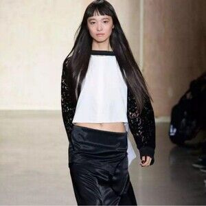 DKNY Runway -Black & White Velvet Lace Top small